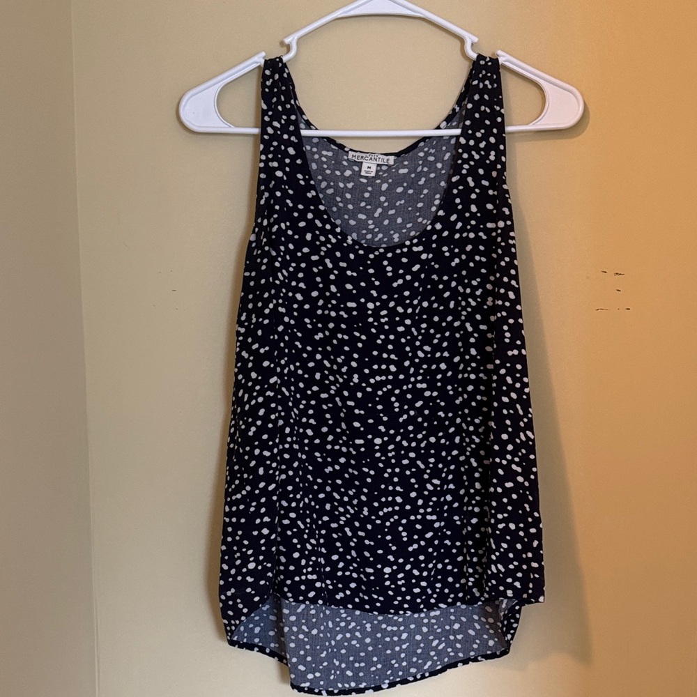J. Crew Navy and White Spotted Tank Top